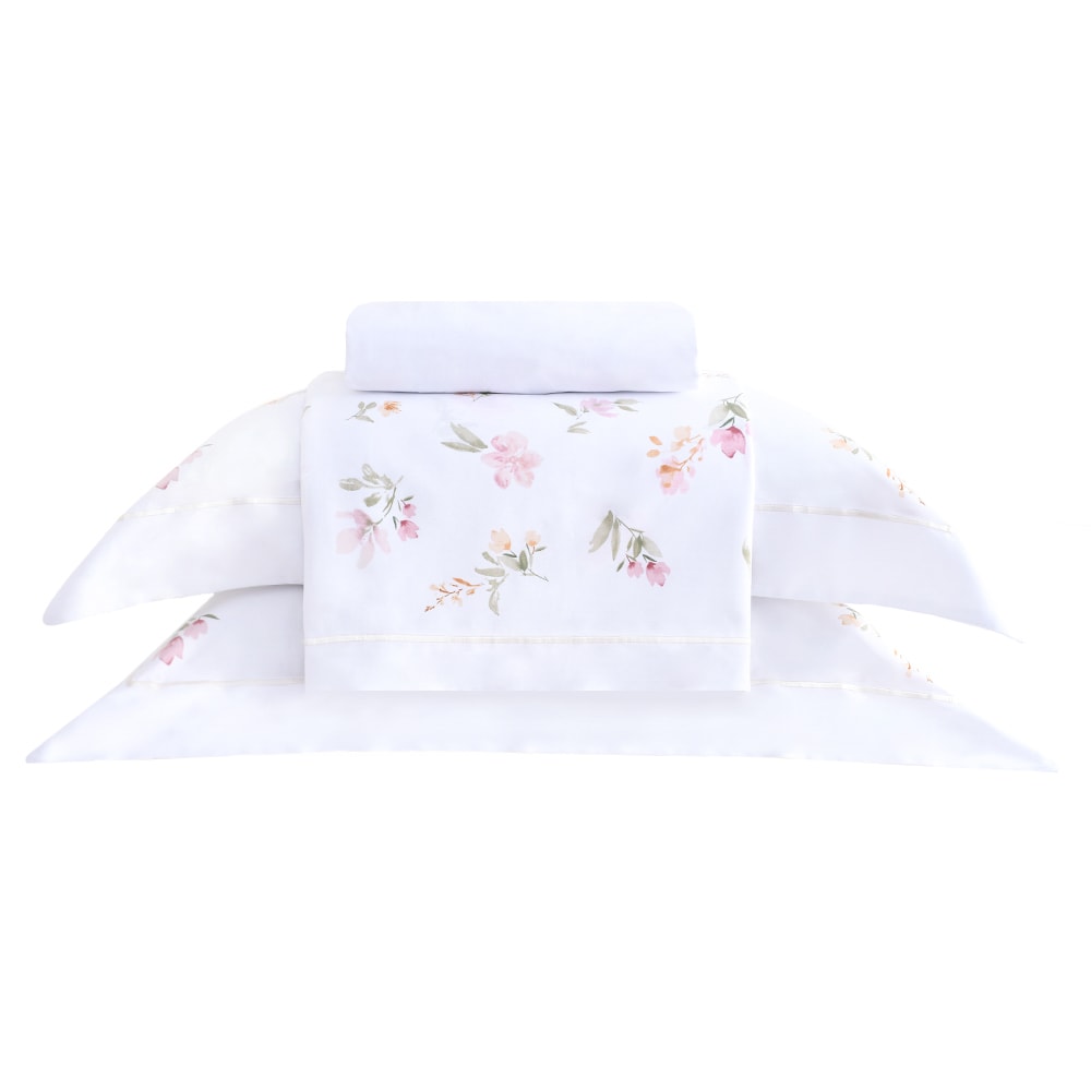 Jogo de Cama Queen Buddemeyer Bud Vision Flora 100% Algodão Fio Penteado Cetim 300 Fios (4 Peças)