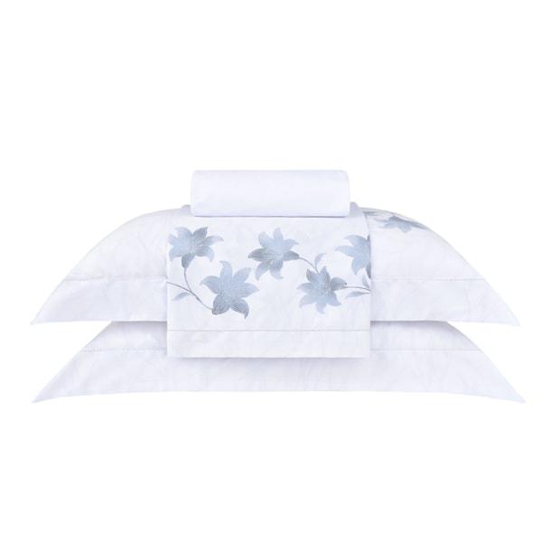 Jogo de Cama Queen Buddemeyer Bud Vision Silver Bloom 100% Algodão Fio Penteado Cetim 300 Fios (4 Peças)