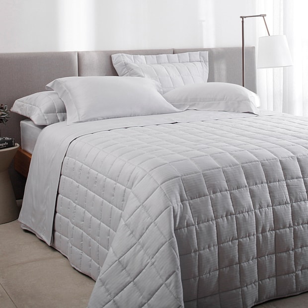 Jogo de Cama Queen Buddemeyer Damask Stripes 100% Algodão Fio Penteado Cetim 300 Fios (4 Peças)