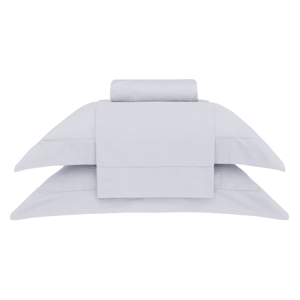 Jogo de Cama Queen Buddemeyer Damask Stripes 100% Algodão Fio Penteado Cetim 300 Fios (4 Peças)