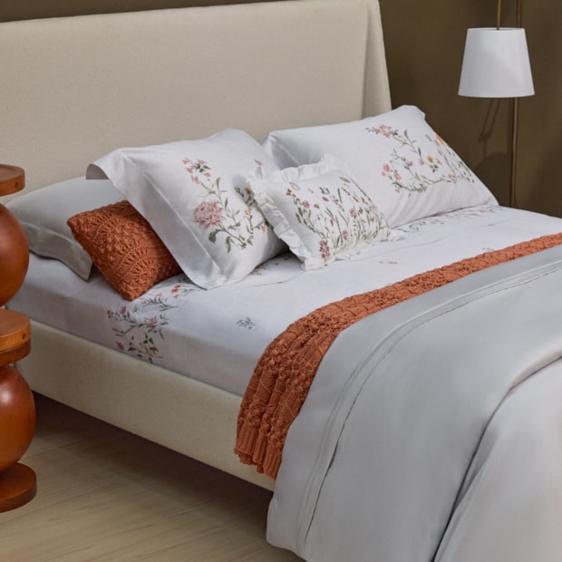 Jogo de Cama Queen Buddemeyer Luxus Crayon 100% Algodão Fio Penteado Cetim 400 Fios (4 Peças)