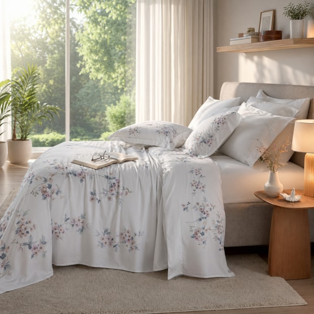 Jogo de Cama Queen Kacyumara Casa K Bali Antonella 100% Bambu 400 Fios (4 Peças)