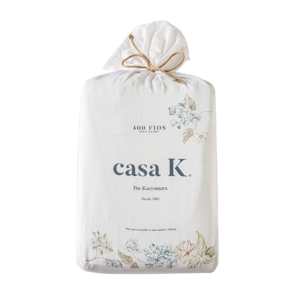 Jogo de Cama Queen Kacyumara Casa K Bali Gardene 100% Bambu 400 Fios (4 Peças)