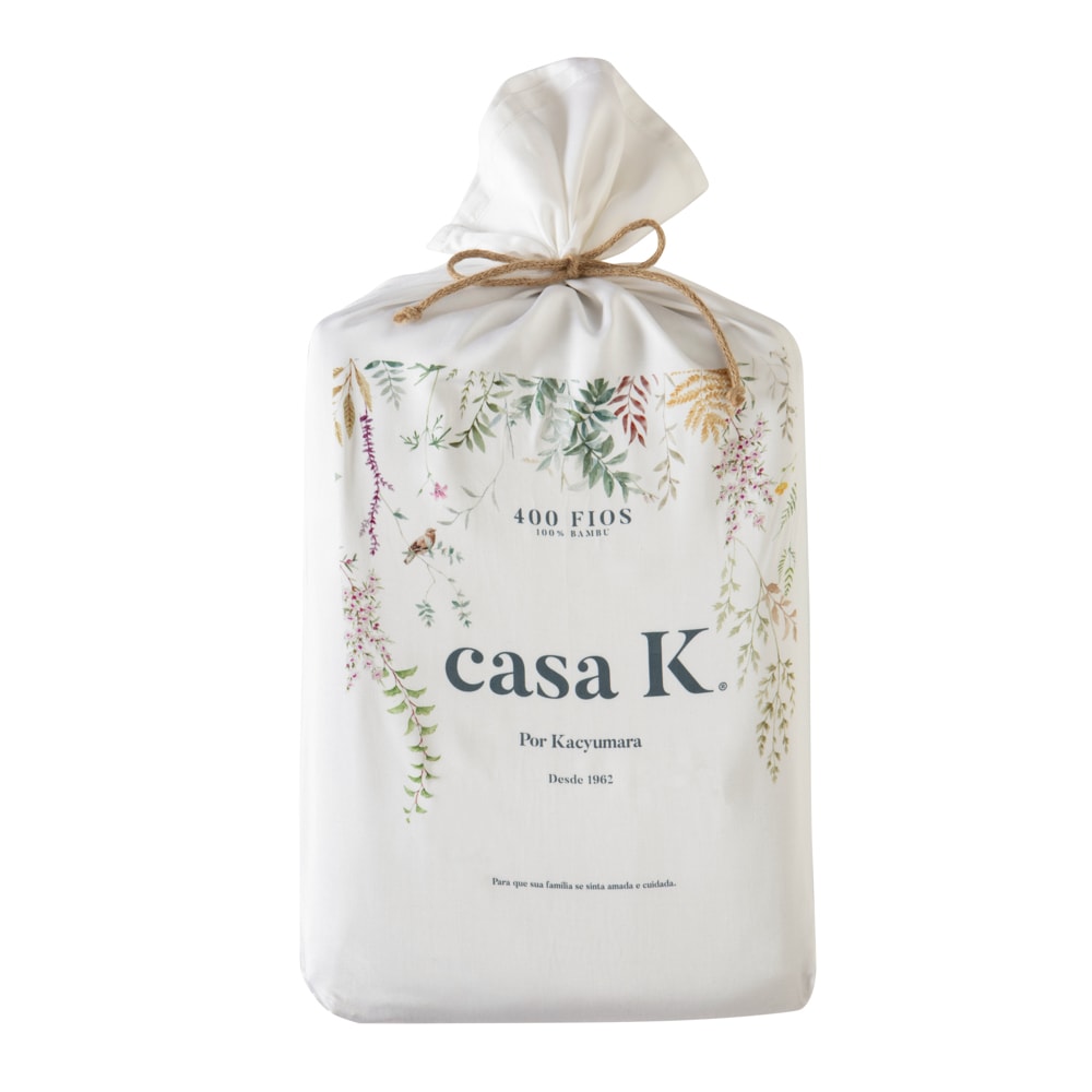 Jogo de Cama Queen Kacyumara Casa K Bali Olivier 100% Bambu 400 Fios (4 Peças)