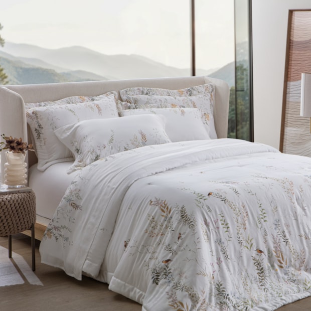 Jogo de Cama Queen Kacyumara Casa K Bali Olivier 100% Bambu 400 Fios (4 Peças)