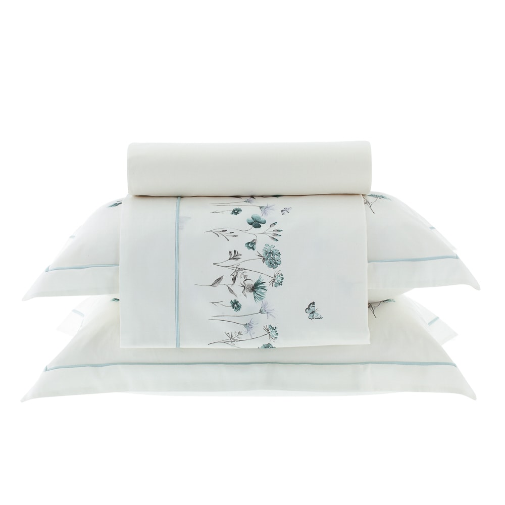 Jogo de Cama Queen Kacyumara Casa K Lázio Niel 100% Algodão Egípcio Cetim 300 Fios (4 Peças)