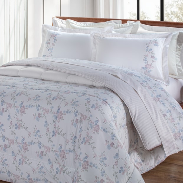 Jogo de Cama Queen Kacyumara Casa K Satinée Maiten 100% Algodão Egípcio Cetim 300 Fios (4 Peças)