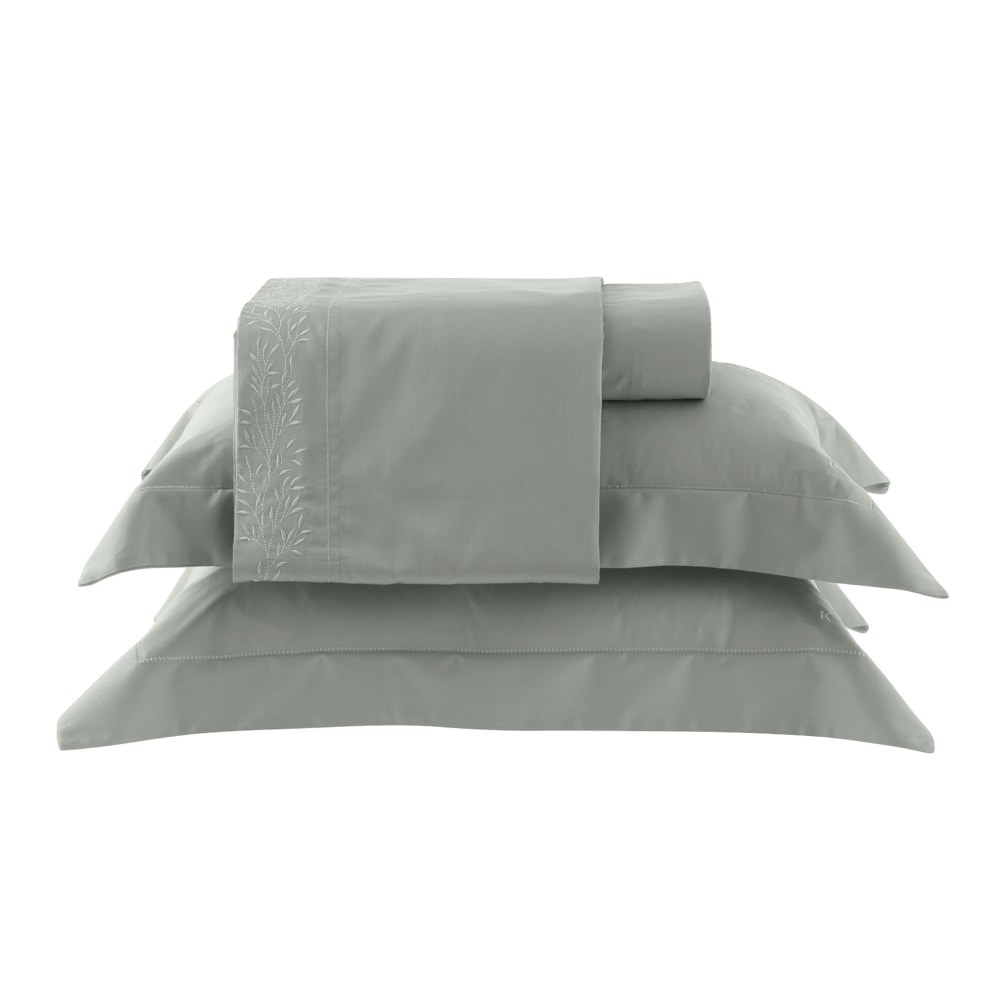 Jogo de Cama Queen Kacyumara Casa K Satinée Taiti Bordado 100% Algodão Egípcio Percal 300 Fios (4 Peças)