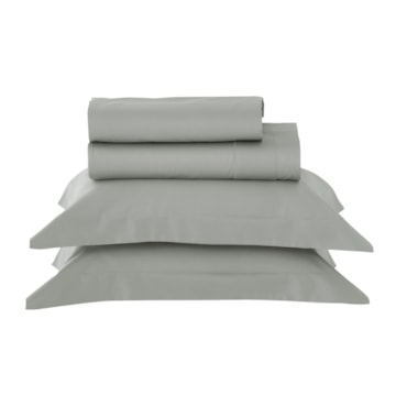 Jogo de Cama Queen Kacyumara Casa K Satinée Tinto 100% Algodão Egípcio Percal 300 Fios (4 Peças)