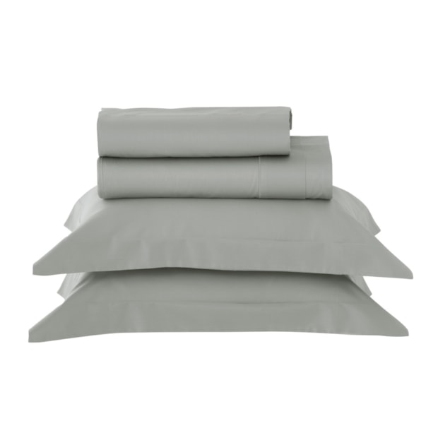 Jogo de Cama Queen Kacyumara Casa K Satinée Tinto 100% Algodão Egípcio Percal 300 Fios (4 Peças)