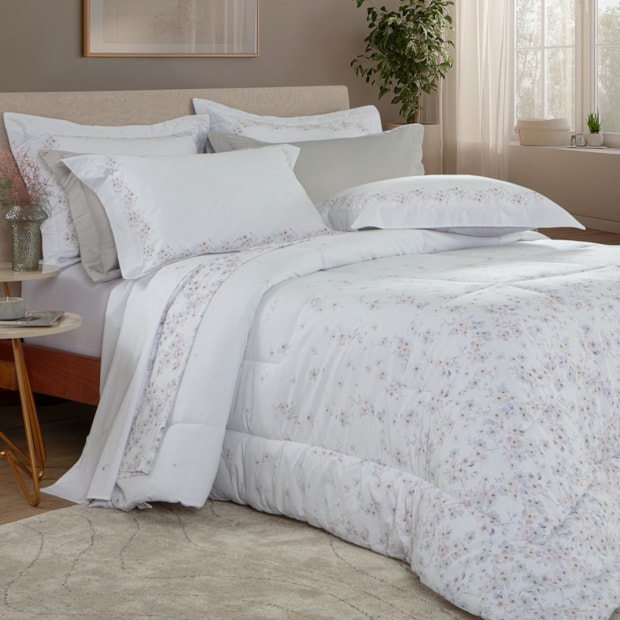 Jogo de Cama Queen Kacyumara Casa K Vida Bela Bizeli 100% Algodão Egípcio Percal 200 Fios (4 Peças)