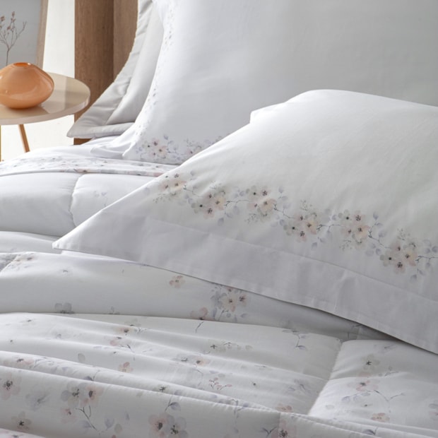 Jogo de Cama Queen Kacyumara Casa K Vida Bela Bizeli 100% Algodão Egípcio Percal 200 Fios (4 Peças)