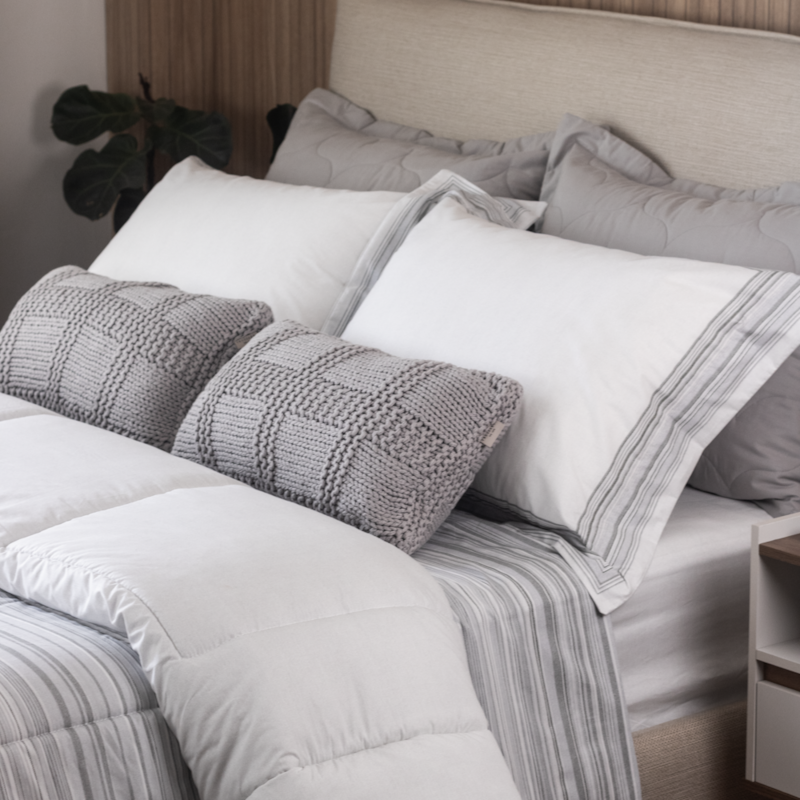 Jogo de Cama Queen Kacyumara Casa K Vida Bela Damin 100% Algodão Egípc