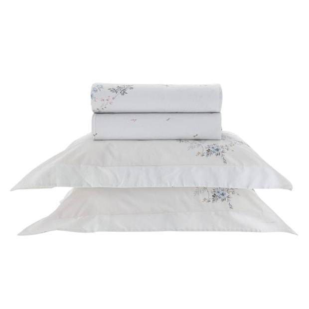 Jogo de Cama Queen Kacyumara Casa K Vida Bela Marceli 100% Algodão Egípcio Percal 200 Fios (4 Peças)