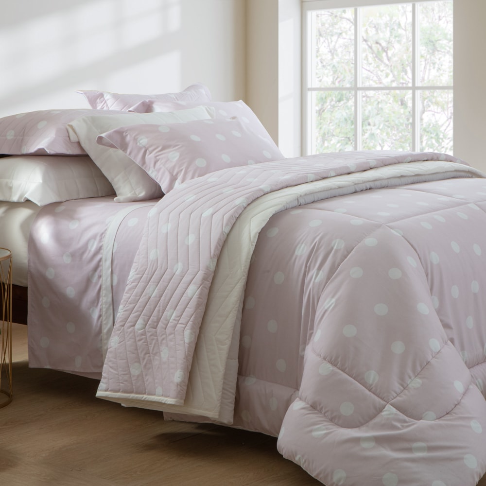 Jogo de Cama Queen Kacyumara Vintage Poá Ives 100% Algodão Egípcio Percal 200 Fios (4 Peças)