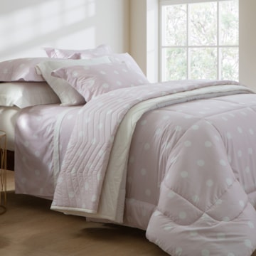 Jogo de Cama Queen Kacyumara Vintage Poá Ives 100% Algodão Egípcio Percal 200 Fios (4 Peças)