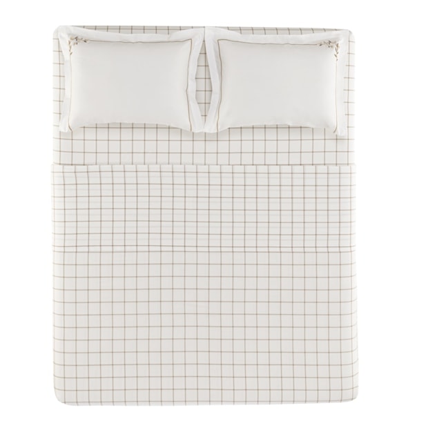 Jogo de Cama Queen Karsten Anabel Bordado 100% Algodão Fio Penteado Percal 200 Fios (4 Peças)