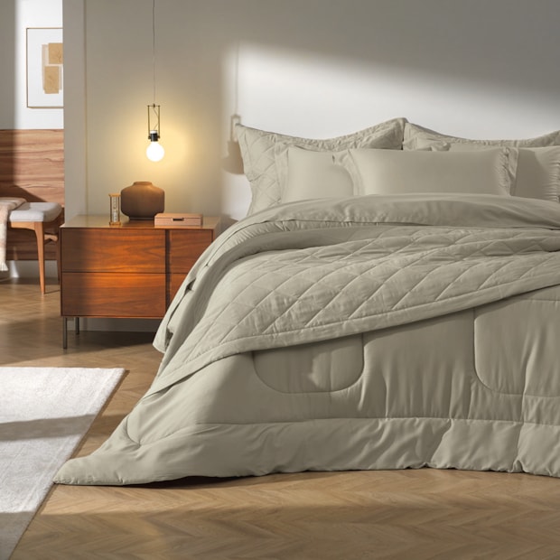 Jogo de Cama Queen Karsten Bossa 100% Algodão Egípcio Fio Penteado Cetim 300 Fios (4 Peças)