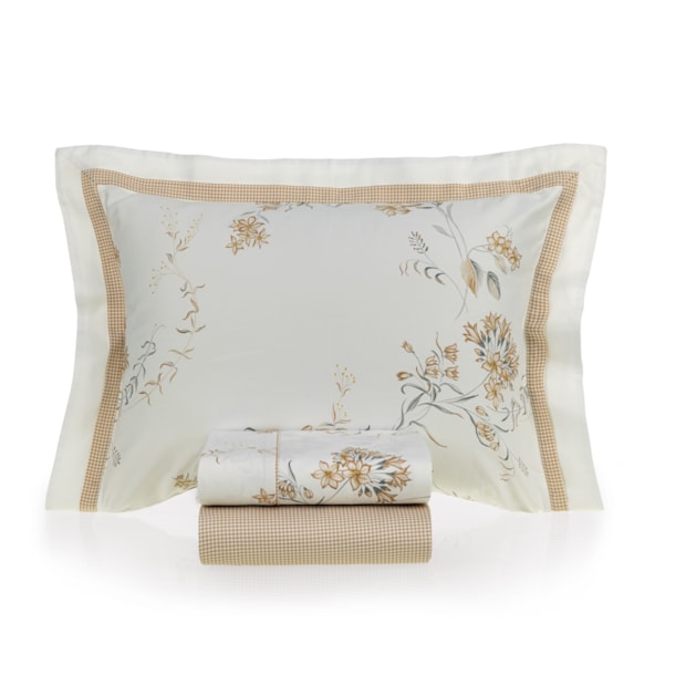 Jogo de Cama Queen Karsten Dalila 100% Algodão Egípcio Fio Penteado Cetim 300 Fios (4 Peças)