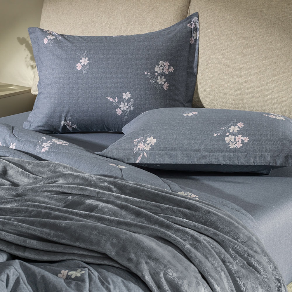 Jogo de Cama Queen Karsten Helen 100% Algodão Fio Penteado Percal 200 Fios (3 Peças)