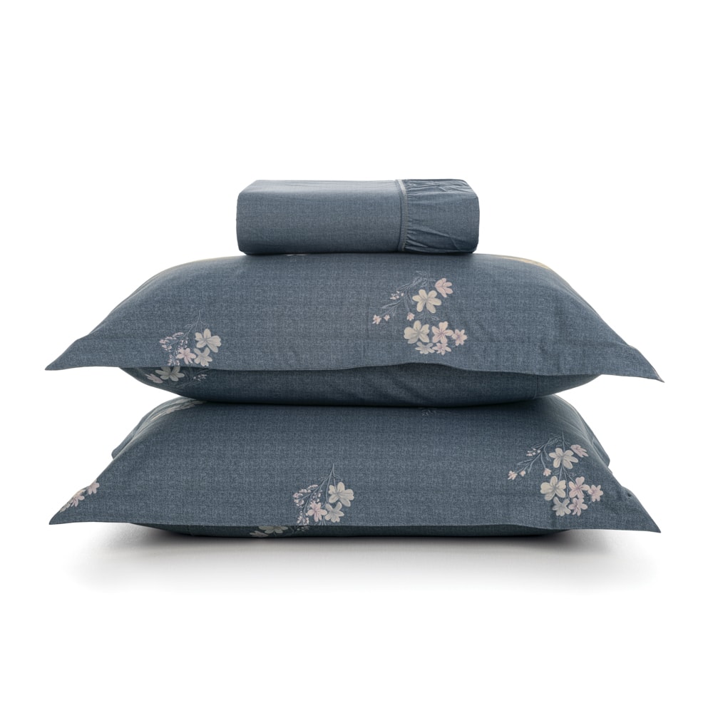 Jogo de Cama Queen Karsten Helen 100% Algodão Fio Penteado Percal 200 Fios (3 Peças)