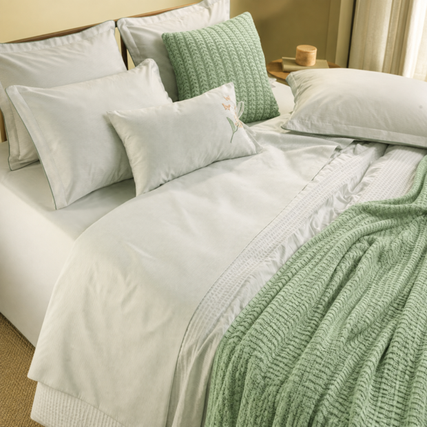 Jogo de Cama Queen Karsten Jade 100% Algodão Fio Penteado Percal 200 Fios c/ Capa de Almofada (5 Peças)