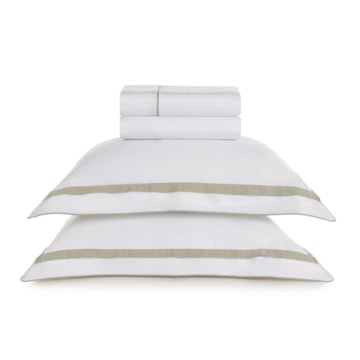 Jogo de Cama Queen Karsten Lara 100% Algodão Egípcio Fio Penteado Cetim 300 Fios (4 Peças)