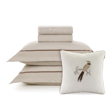 Jogo de Cama Queen Karsten Mallu 100% Algodão Fio Penteado Percal 200 Fios c/ Capa de Almofada (5 Peças)