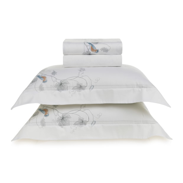 Jogo de Cama Queen Karsten Videira 100% Algodão Egípcio Fio Penteado Cetim 300 Fios (4 Peças)