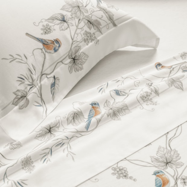 Jogo de Cama Queen Karsten Videira 100% Algodão Egípcio Fio Penteado Cetim 300 Fios (4 Peças)