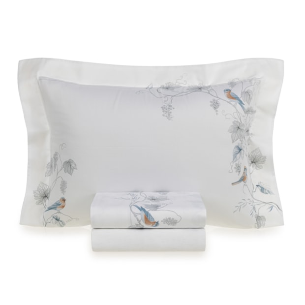 Jogo de Cama Queen Karsten Videira 100% Algodão Egípcio Fio Penteado Cetim 300 Fios (4 Peças)