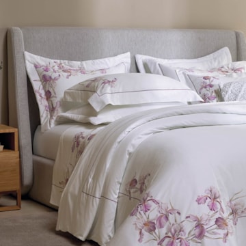 Jogo De Cama Queen Trussardi Le Iris 100% Algodão Egípcio Cetim 300 Fios (4 Peças)