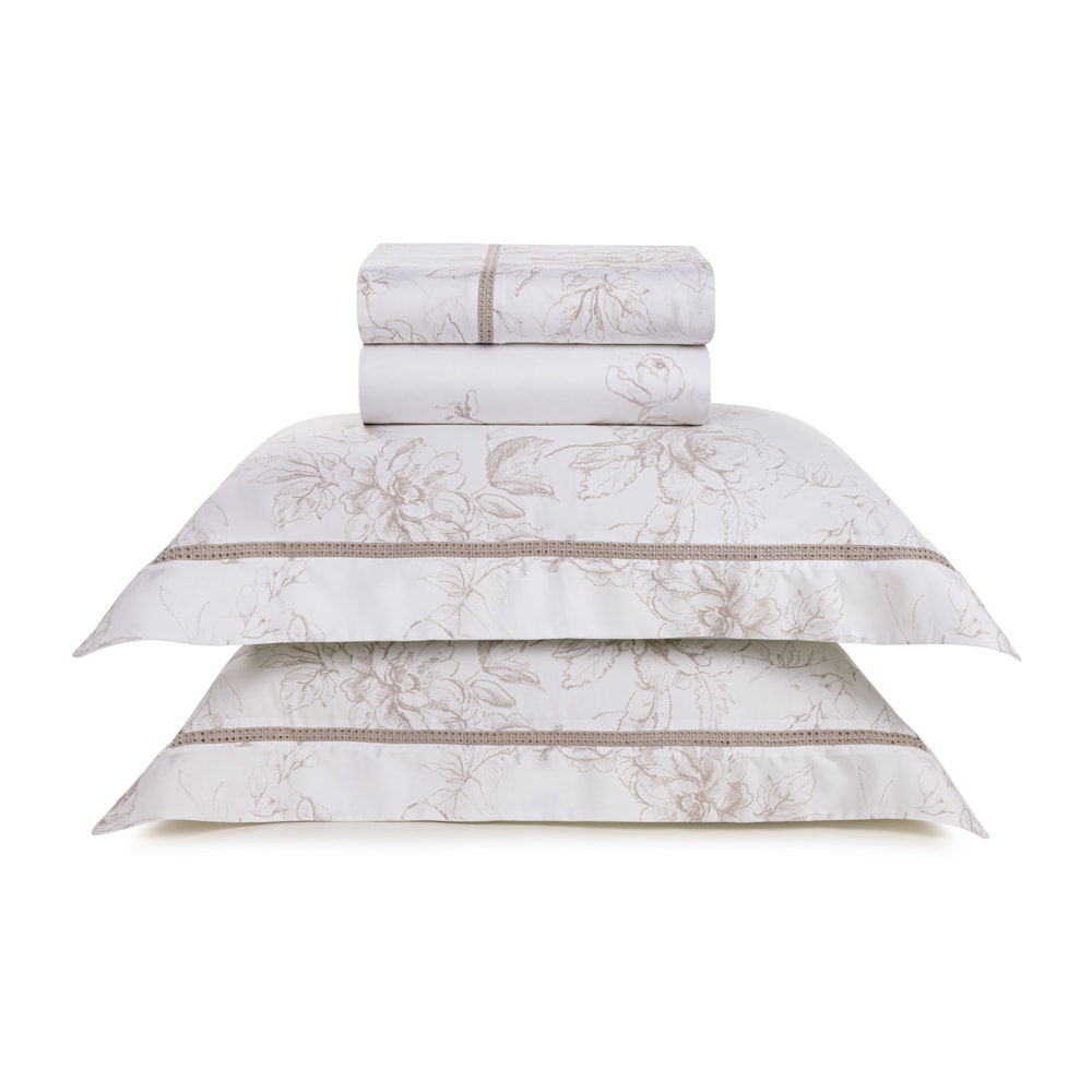 Jogo de Cama Queen Trussardi Madonnari 100% Algodão Egípcio Cetim 300 Fios (4 Peças)