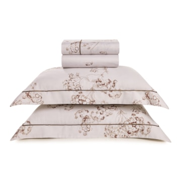 Jogo de Cama Queen Trussardi Ventaglio 100% Algodão Cetim 200 Fios (4 Peças)