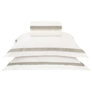 Jogo de Cama Queen Trussardi Vercelli 100% Algodão Cetim 300 Fios (4 Peças)