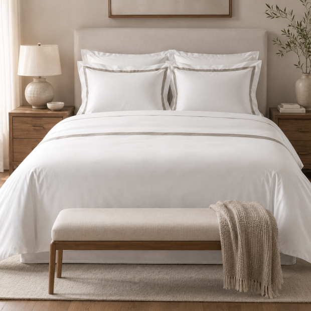 Jogo de Cama Queen Trussardi Vercelli 100% Algodão Cetim 300 Fios (4 Peças)