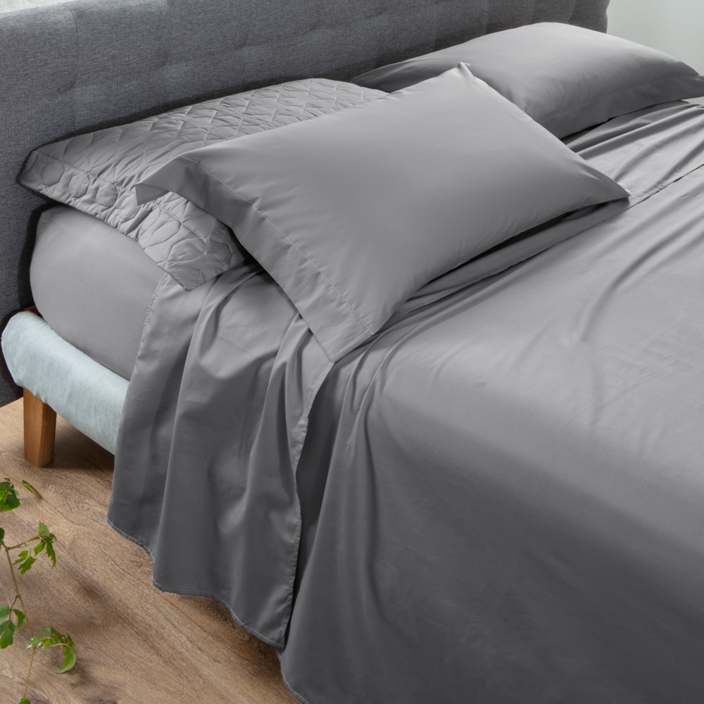 Jogo de Cama Solteiro 1,10m (Viúva) Kacyumara Casa K Vida Bela Liso 100% Algodão Egípcio Percal 200 Fios (3 Peças)