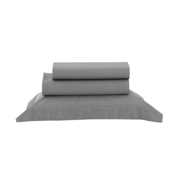 Jogo de Cama Solteiro 1,10m (Viúva) Kacyumara Casa K Vida Bela Liso 100% Algodão Egípcio Percal 200 Fios (3 Peças)