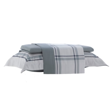 Jogo de Cama Solteiro 1,20m (Viúva) Kacyumara Casa K Satinée Tigane 100% Algodão Egípcio Percal 300 Fios (3 Peças)