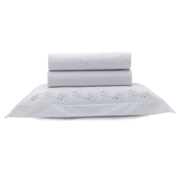 Jogo de Cama Solteiro 1,20m (Viúva) Kacyumara Casa K Vida Bela Bizeli 100% Algodão Egípcio Percal 200 Fios (3 Peças)