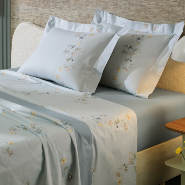 Jogo de Cama Solteiro Altenburg Lux Peônia 100% Algodão Percal 200 Fios (3 Peças)