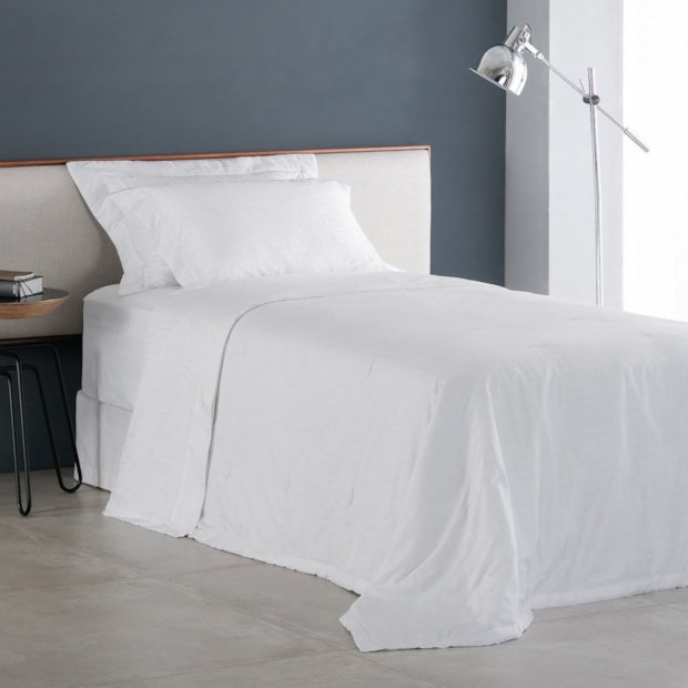 Jogo de Cama Solteiro Buddemeyer Damask Square 100% Algodão Fio Penteado Cetim 300 Fios (3 Peças)
