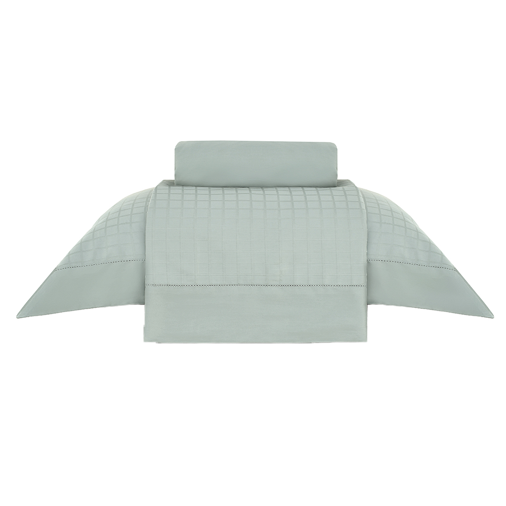 Jogo de Cama Solteiro Buddemeyer Damask Square 100% Algodão Fio Penteado Cetim 300 Fios (3 Peças)