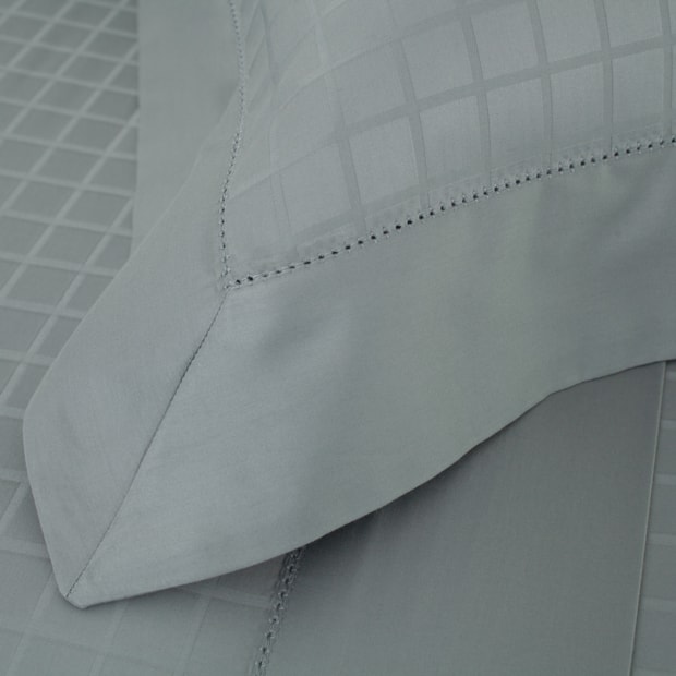Jogo de Cama Solteiro Buddemeyer Damask Square 100% Algodão Fio Penteado Cetim 300 Fios (3 Peças)