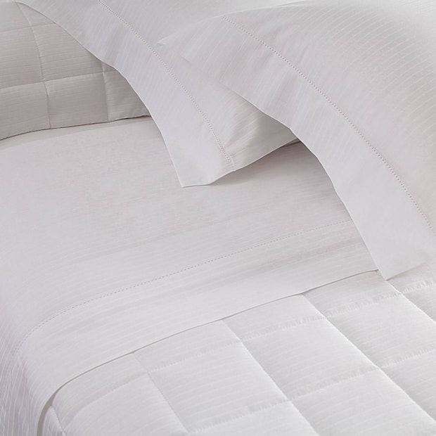 Jogo de Cama Solteiro Buddemeyer Damask Stripes 100% Algodão Fio Penteado Cetim 300 Fios (3 Peças)