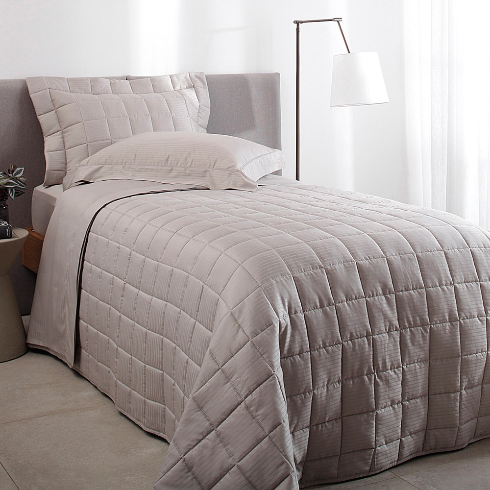 Jogo de Cama Solteiro Buddemeyer Damask Stripes 100% Algodão Fio Penteado Cetim 300 Fios (3 Peças)