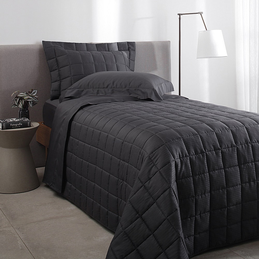 Jogo de Cama Solteiro Buddemeyer Damask Stripes 100% Algodão Fio Penteado Cetim 300 Fios (3 Peças)