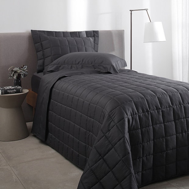 Jogo de Cama Solteiro Buddemeyer Damask Stripes 100% Algodão Fio Penteado Cetim 300 Fios (3 Peças)