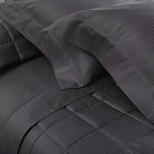 Jogo de Cama Solteiro Buddemeyer Damask Stripes 100% Algodão Fio Penteado Cetim 300 Fios (3 Peças)