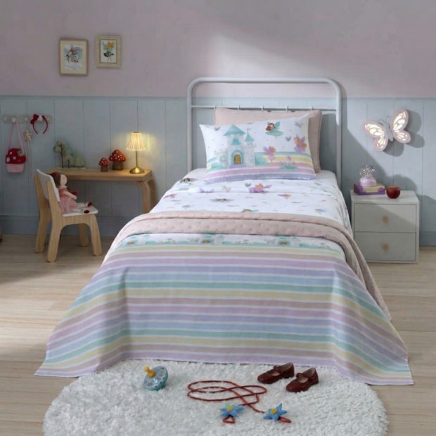 Jogo de Cama Solteiro Infantil Dohler Fadas 100% Algodão 150 Fios (3 Peças)